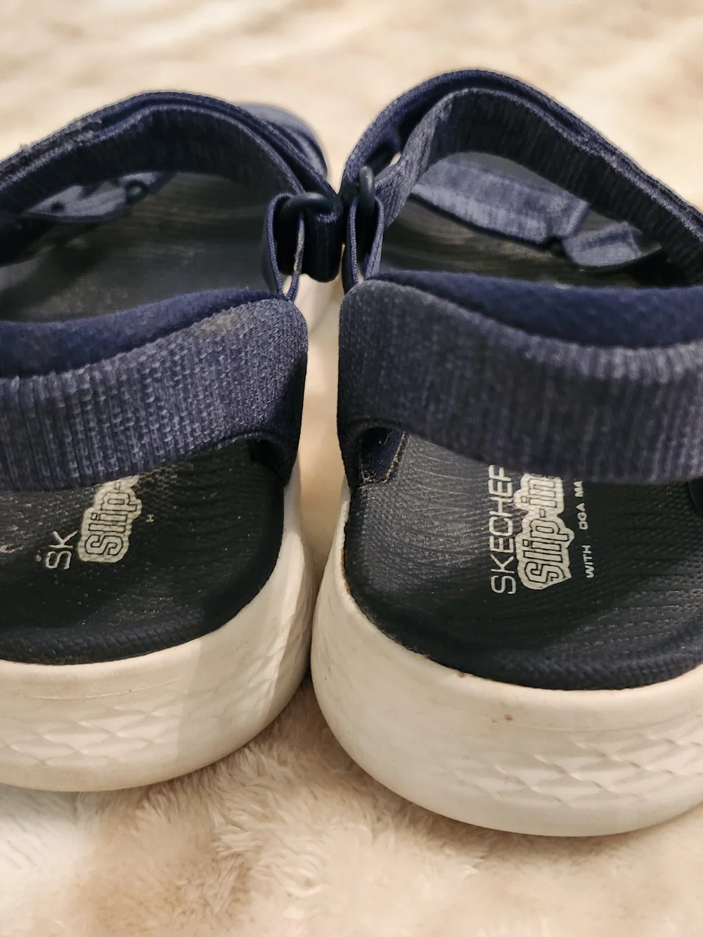 Skechers Go Walk Slip In Navy Blue Sport Sandals Women Size 7